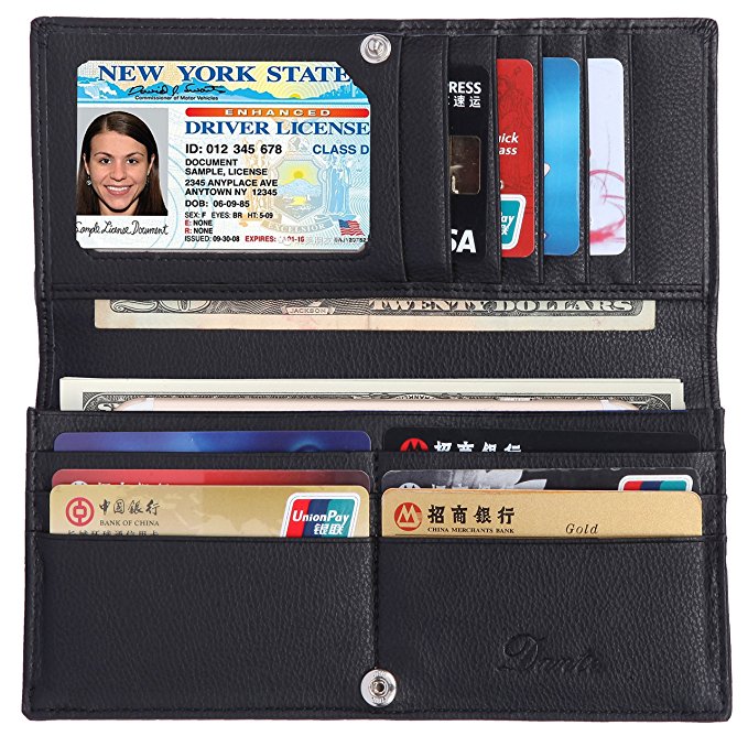 Dante Women RFID Blocking Ultra Slim Wallet, Ladies Clutch Wallet, Shield Against Identity Theft