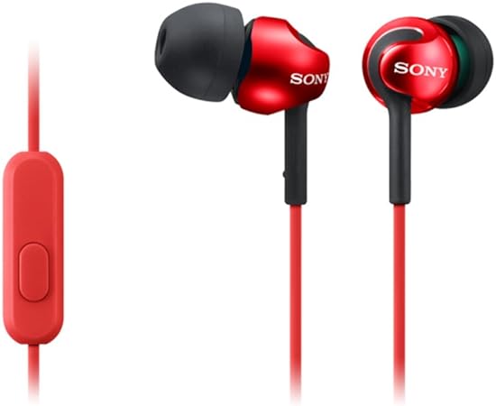 Sony Deep Bass Earphones with Smartphone Control and Mic - Metallic Red