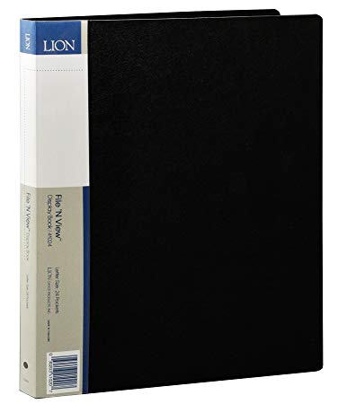 Lion File-N-View Presentation Display Book, 24-Pocket, Black, 1 Book (41024-BK)