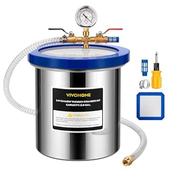 VIVOHOME 5 Gallon Vacuum Degassing Chamber with Acrylic Lid, 304 Stainless Steel Vacuum Pot for Epoxy Resin Casting, Silicone and Plaster Degassing