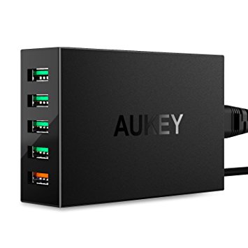 AUKEY Quick Charge 3.0 USB Charger 5 Port & Micro-USB Cable for Samsung Galaxy S7 / S6 / Edge, LG G5, iPhone 6s, iPad, Nexus 6P & More