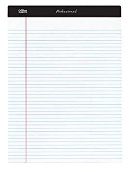 Office Depot Brand Professional Legal Pad, 8 1/2" x 11 3/4", Narrow Ruled, 200 Pages (100 Sheets), White, Pack Of 4