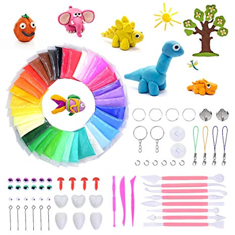 DaCool Modeling Clay 36 Colors Air Dry Ultra Light Soft Magic Molding Clay DIY Plasticine Craft Toy with Multiple Tools, Great Gift for Kids