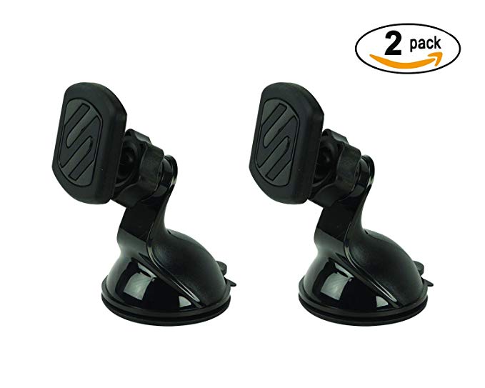 SCOSCHE MWSM2PK-UB MagicMount Universal Magnetic Phone/GPS Suction Cup Mount for the Car, Home or Office - 2-Pack