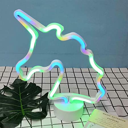ENUOLI Magical Unicorn LED Neon Sign Light Colorful Unicorn Motif Night Lamp Colorful Unicorn Neon Light with Base Table Wall Decoration Best Gift for Family Birthday Holiday wedding Party Supplies