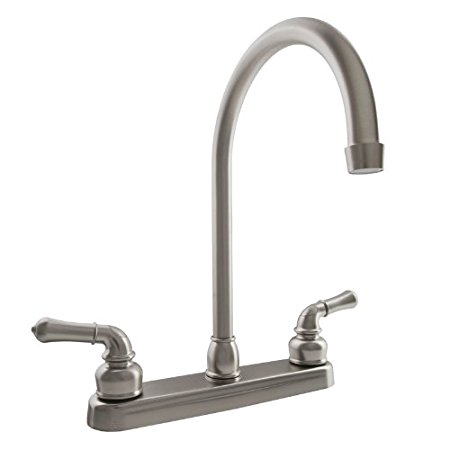 Dura Faucet (DF-PK330HC-SN) J-Spout RV Kitchen Faucet in Brushed Satin Nickel - Replacement Faucet for Motorhomes, 5th Wheel, Trailer, Camper