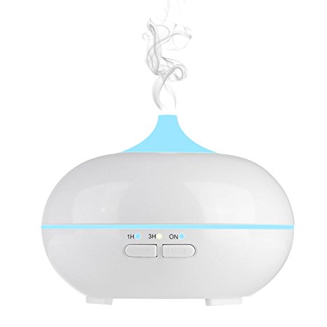 Aroma Diffuser, MaxTronic 150ML Essential Oil Diffuser Mini Electric Ultrasonic Aromatherapy Cool Mist Humidifier, Air Purifier with 7 Color LED Lights Changing, Auto Timer, Waterless Auto Shut-off & Whisper-Quiet Air Purifier - White