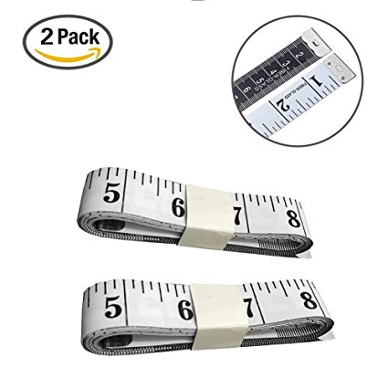 Giveet 2 Pack Soft Tape Measure, 60 inch 150 cm Double-scale Weight Loss Body Measurement Sewing Tailor Cloth Ruler (White)