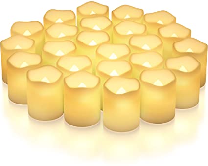 Vont Flameless LED Candles, Flickering, Battery Powered, Real Wax, Realistic Decor Unscented, Batteries Included (24 Pack)