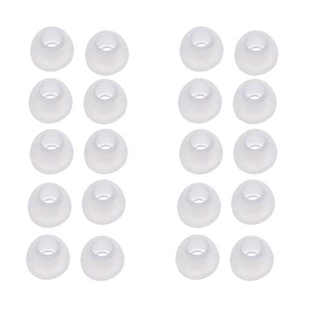 IGEMY 10 Pairs Medium Size Clear Silicone Replacement Ear Buds Tips For Sony Phillips (White)