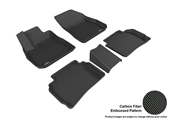 3D MAXpider Complete Set Custom Fit All-Weather Floor Mat for Select Chevrolet Malibu Models - Kagu Rubber (Black)