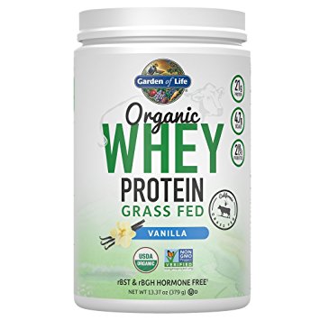 Garden of Life Protein Powder - Organic Whey Protein Powder, Grass Fed, Vanilla, 13.37 oz (379g) Powder