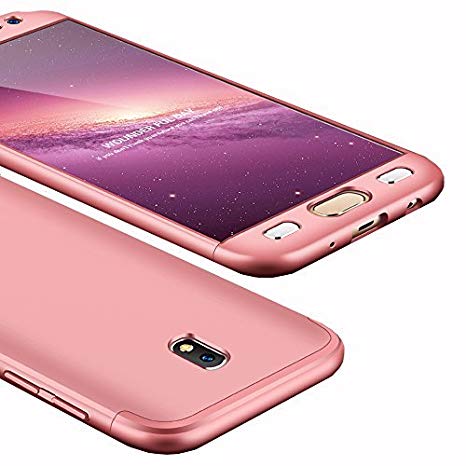 Galaxy J7 Pro Case, Ranyi [Full Body 3 in 1] [Slim & Thin Fit Tightly] [360 Degree Protection] Hybrid Bumper 3 in 1 Hard Case for Samsung Galaxy J7 Pro International Version (2017), Rose Gold