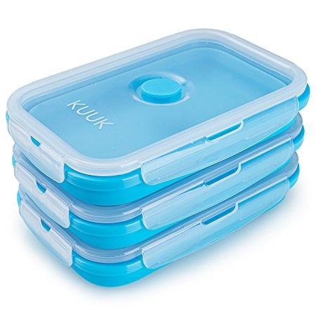 Kuuk Collapsible Silicone Leakproof Food Container - Large Size, 3 Pack