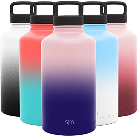 Simple Modern 64 Ounce Summit Water Bottle - Large Stainless Steel Half Gallon Flask  2 Lids - Wide Mouth Double Wall Vacuum Insulated Multi Leakproof Ombre: Urban Retreal