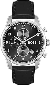 BOSS Montre Chronographe à Quartz pour Homme avec Bracelet en Cuir Noir - 1513782