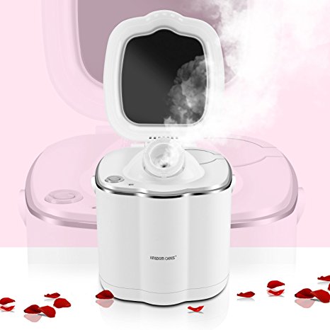 KINGDOMCARES Warm Mist Moisturizing Facial Steamer Unclogs Pores Clear Blackheads Suction Face Hydration Atomizer Salon Skin Care Sauna SPA Acne Humidifier Steamer with Makeup Mirror