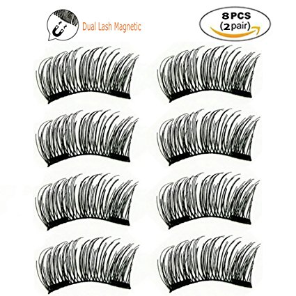 Magnetic Eyelashes Jwxstore Magnetic Lashes Long Dual Lash Magnetic Fake Eye Lashes 3D Reusable Soft False Eyelashes No Glue Cover the Entire Eyelids for Natural Look (8 PCS)