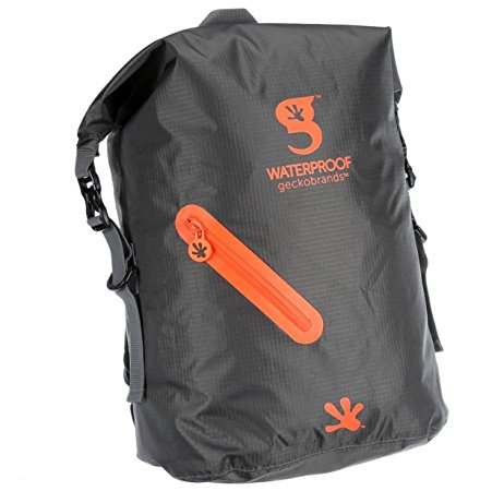 geckobrands Waterproof Lightweight Backpack 4 Colors Available, Grey/Bright Orange