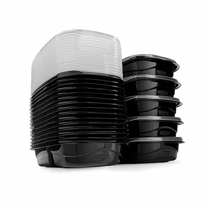 Rubbermaid TakeAlongs Meal Prep Food Storage Containers with Divided Base, 3.7-Cup, 40-Piece Set, Black