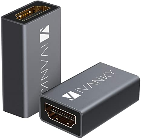 HDMI Coupler 2-Pack, iVANKY 4K HDMI Connector Female to Female Adapter, 4K Aluminum Alloy HDMI Extender, Support 4K@60hz, 3D and HDR Support