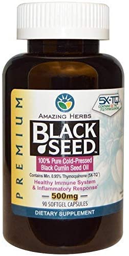 Amazing Herbs Cold-Pressed Black Seed Oil 500mg Softgels - 90 Capsules