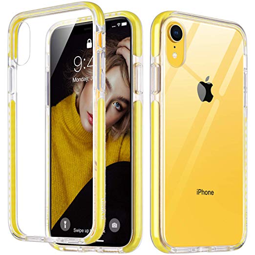 ULAK iPhone XR Case Clear, [ Triple Shock Series ] Slim Fit Thin Anti-Slip Anti-Scratch Protective case, Hybrid Hard PC Back Dual Layer Shockproof TPU/TPE Bumper Side Durable Cover, Yellow