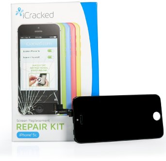 iCracked iPhone 5C Screen Replacement Kit ATampTVerizonSprintT-Mobile - Retail Packaging - Black