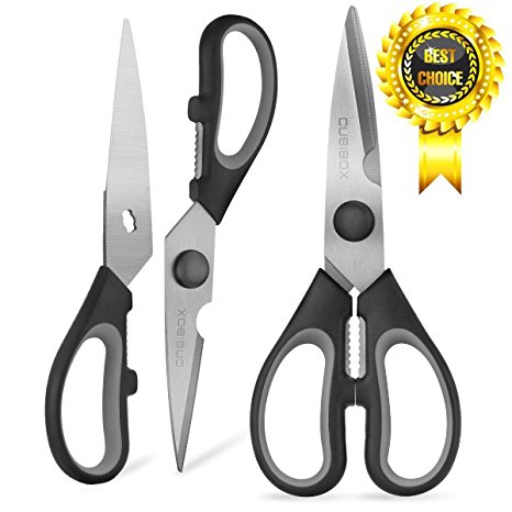 Kitchen Scissors, CUSIBOX Multifunction Come-Apart Kitchen Shears, Heavy Duty Scissors for Herbs, Chicken, Meat and Vegetables, Black