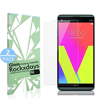 LG V20,Rockxdays [2 Pack] Tempered Glass [0.25mm Ultra Thin 9H Hardness 2.5D Round Edge] Screen Protector for LG V20 [Anti-scratch] [no bubbles][Easy Installation]