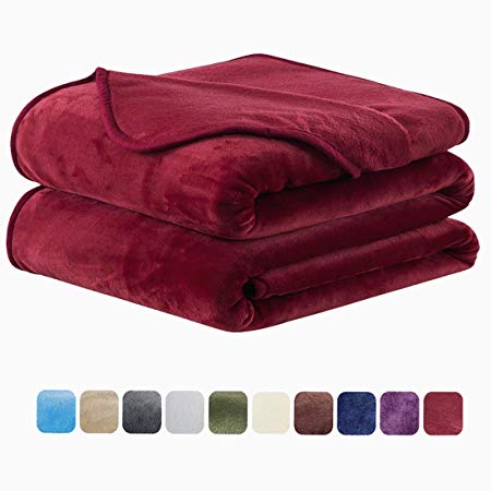 EASELAND Soft Throw Blanket All Season Winter Warm Microplush Lightweight Thermal Fleece Blankets for Couch Bed Sofa,50x61 Inches,Burgandy