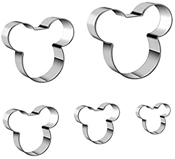 5 Pcs Mickey Mouse Cookie Cutter Set, Stainless Steel Sandwiches Cutter Shapes Biscuit Mold Cookie Cutter for Kids, Sturdy Cutters for Cookies, Pie Sandwiches, Biscuits for Christmas