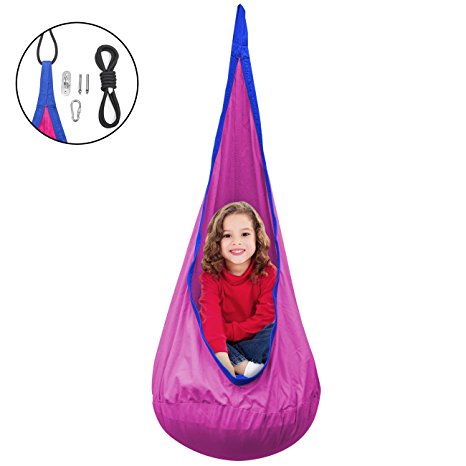 Sorbus® Kids Child Pod Swing Chair Nook Tent - Hanging Seat Hammock Nest for Indoor and Outdoor Use - All Accessories Included