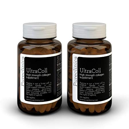 UltraColl Marine Collagen 1000mg x 360 tablets (2 bottles of 180 tablets - 3 months supply). The only patented anti-aging collagen types I, II, III, and VII. SKU: UC3x2