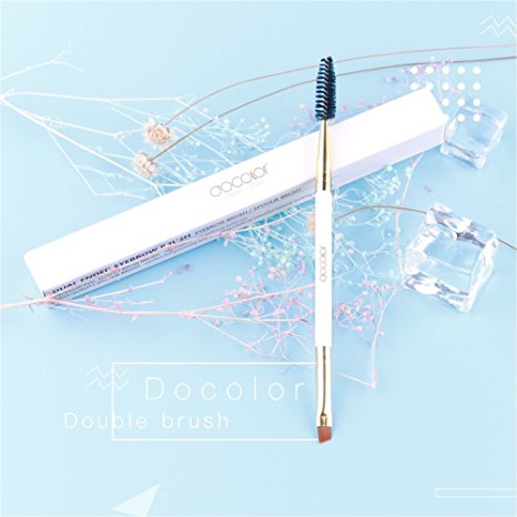 Duo Eyebrow Brush by Docolor，Professional Angled Eye Brow Brush and Spoolie Brush