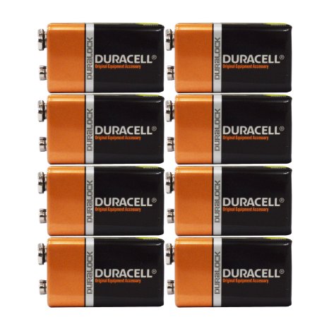 8 Count - Duracell MN1604 9V Volt 6LR61 Duralock Coppertop Alkaline Batteries