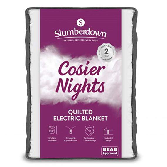 Slumberdown Cosier Nights Quilted Electric Blanket with 3 Heat Settings, Single