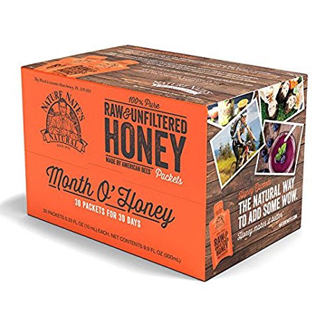 Nature Nate's Pure, Raw and Unfiltered Honey Packets, 30 Count