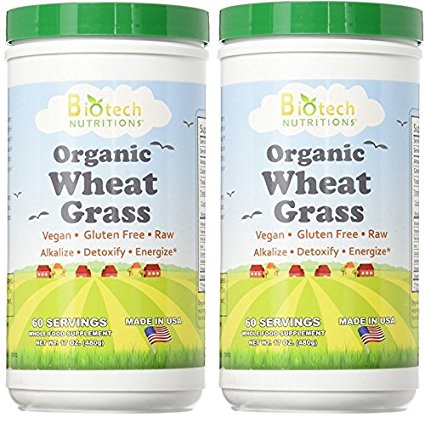 Biotech Nutritions Wheat Grass, 120 Servings (2 x 17oz)