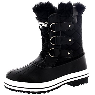 Polar Products Womens Snow Boot Quilted Short Winter Snow Rain Warm Waterproof Boots