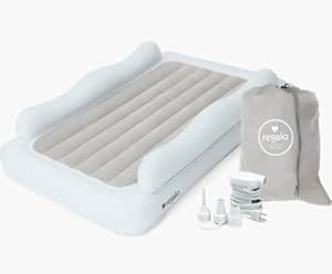 Regalo Inflatable Toddler Travel Bed with 2-Sided Bed Rail Bumpers and Handles, Award Winning Brand, Air Pump and Carry Bag Included