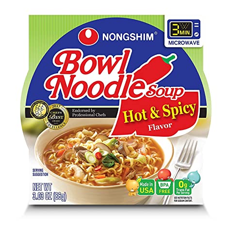 Nongshim Soup Bowl Noodle Hot and Spicy, 3.03 Oz
