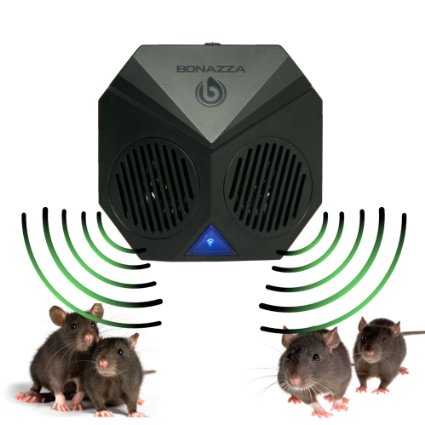 BONAZZA Plug-in Ultrasonic Pest Repeller Best For Garages Attics and Basements - Electronic Pest Control Products That Get Rid Of Rodents Mice and Rats