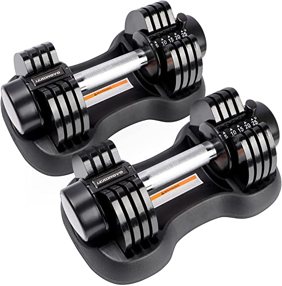 LEADNOVO Adjustable Dumbbells Set, 25/50Lbs Quick Adjust Weight Dumbbells for Home Gym Strength Training Fitness