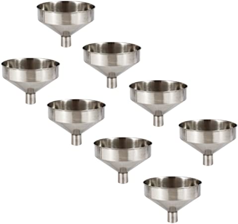 COSMOS Pack of 8 Stainless Steel Mini Hip Flask Funnel/Wine Pot Filler (Mini Funnel x 8)