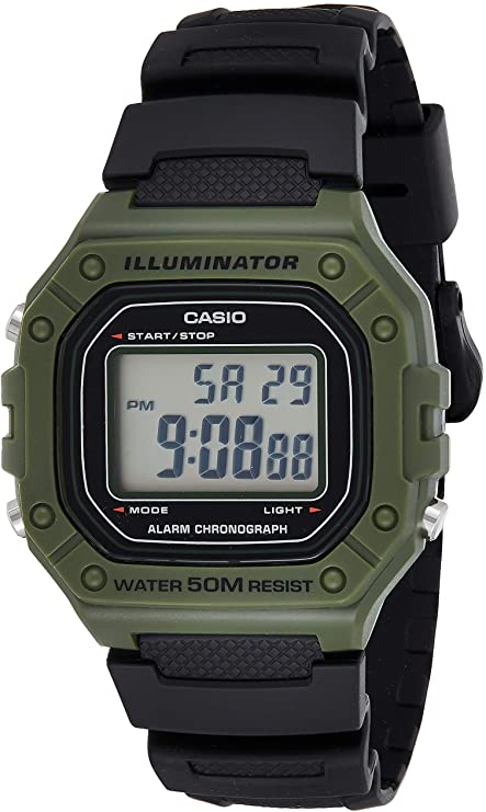 Casio Men's W-218H-3AVCF Classic Digital Display Quartz Black Watch