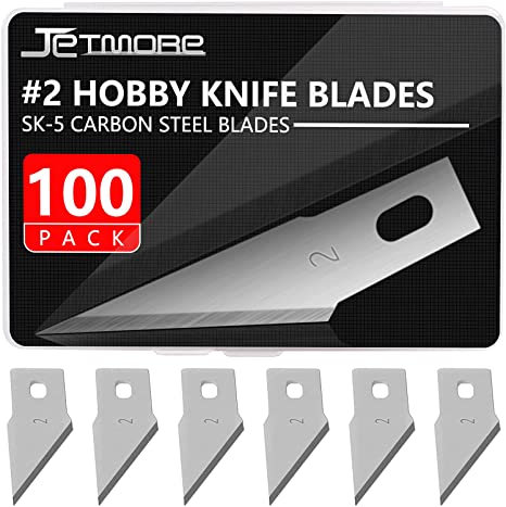 Craft Knife Blades 100 Pack #2 Knife Replacement Blades for Art and Craft Scrapbooking Supplies Cutting Caving Stencil