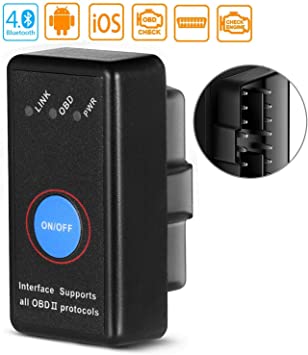 OBD2 Auto Diagnostic Scanner, OBDII Bluetooth 4.0 Vehicle Engine Fault Code Reader Support All OBD2 Protocol Compatible with Android, iOS, Windows Suitable for Most Cars