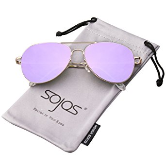 SojoS Classic Aviator Flat Lens Sunglasses Metal Frame with Spring Hinges SJ1030