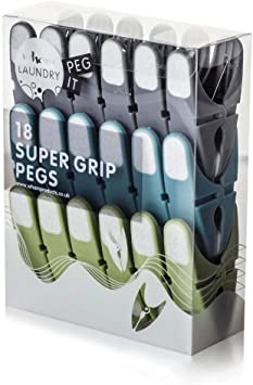 Wham HEAVY DUTY STRONG 18 DELUXE SOFT GRIP CLOTHES PEGS FOR WASHING LINE